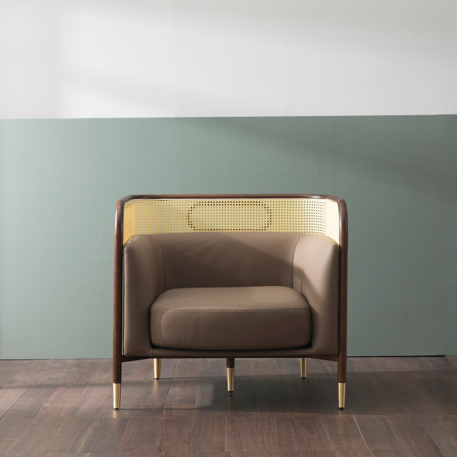 헤르짐머 뷘트 곡목 라탄 소파 스툴미포함, 브라운, 1인용