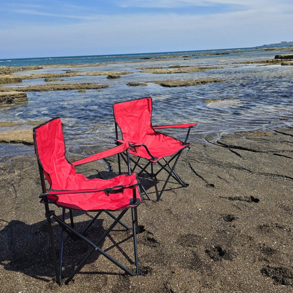 [팔걸이 캠핑의자] 접이식 야외용 컵홀더 포함 레드2개 - 상세 이미지 4