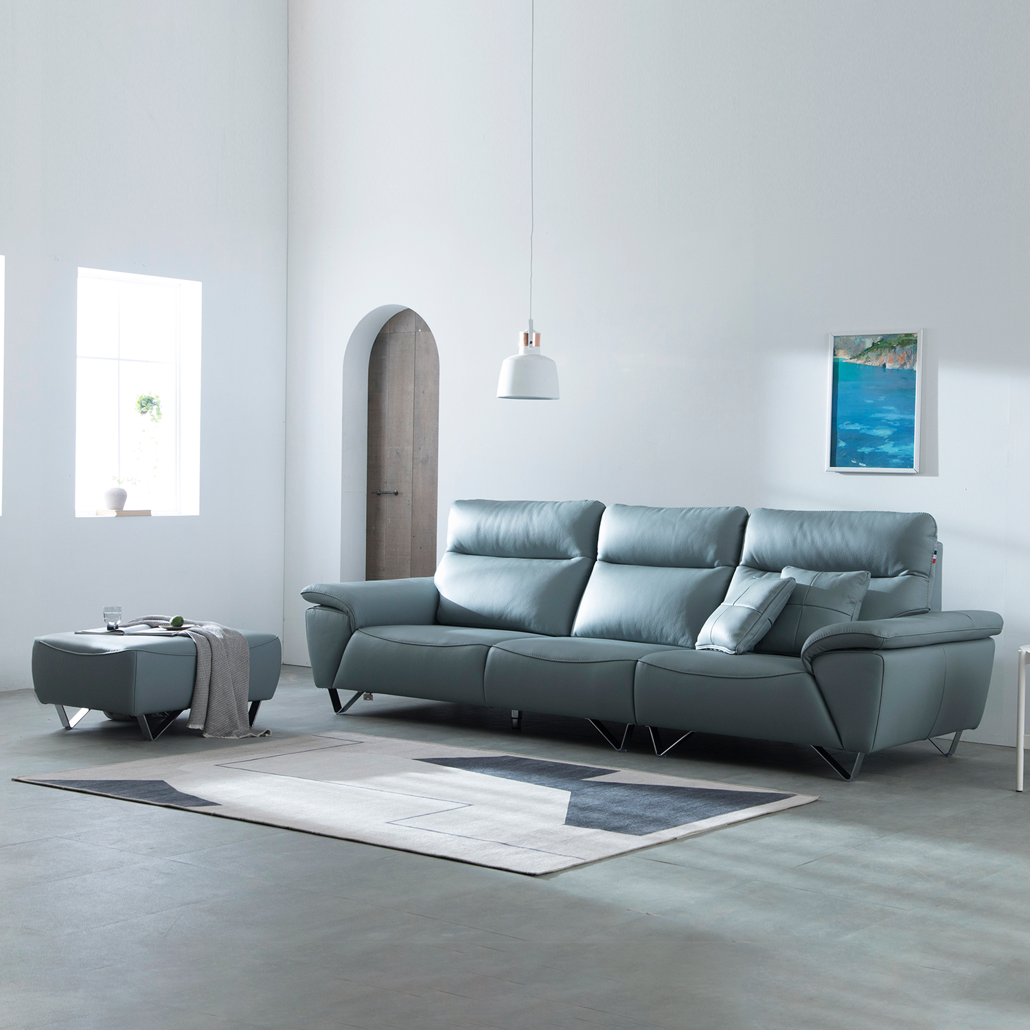 헤르짐머 바움 4인 모듈 이태리 천연 통가죽 소파