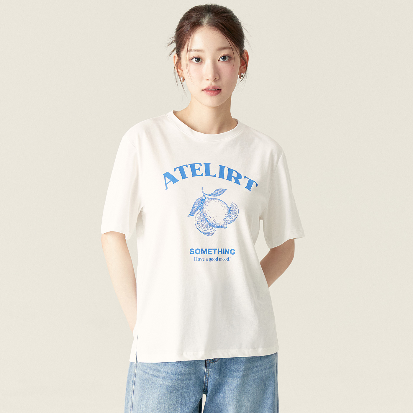 로엠 세미루즈핏 레몬 티셔츠 RMHWF25R15 - 메인 이미지