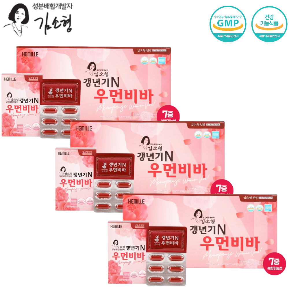 김소형원방 갱년기 우먼비바 120캡슐 3박스 6개월 중년 여성 폐경 활력 소포리코사이드 - 메인 이미지
