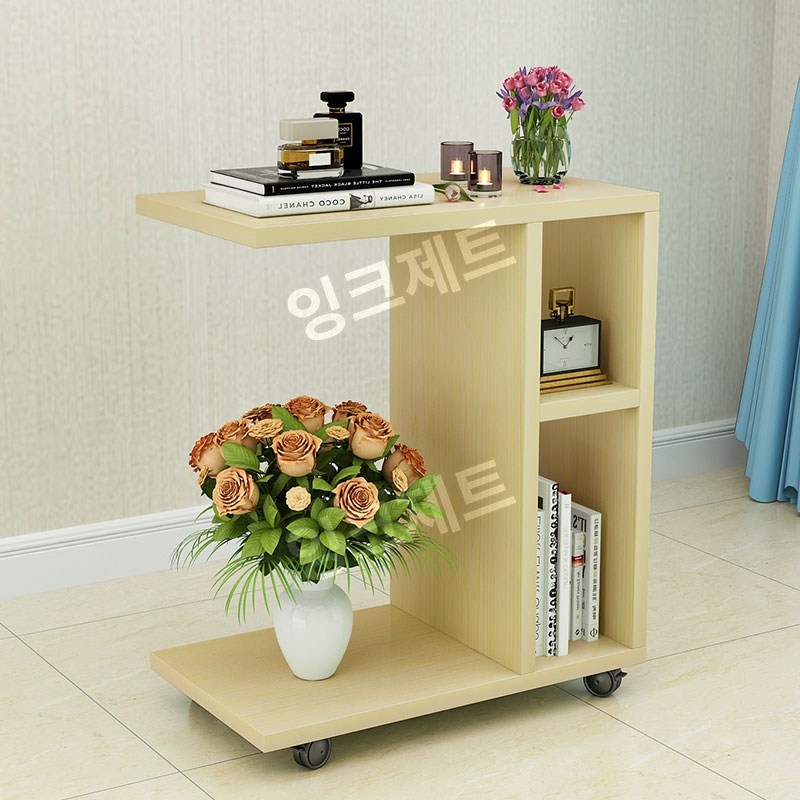 이동형 테이블 수납 코너 와이드 협탁 소형 책상 2단 제트 활동모델은메모색상 - 상세 이미지 4