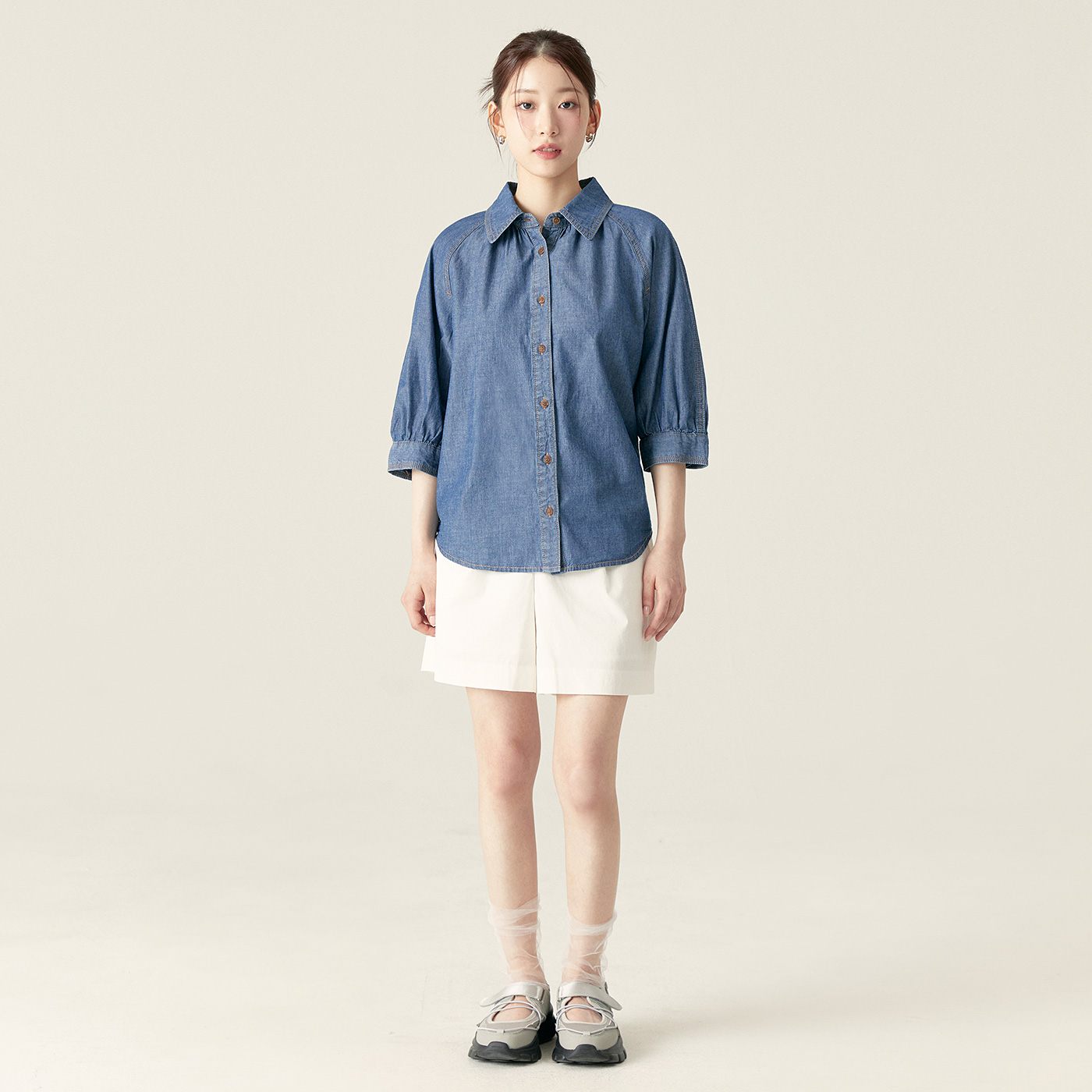 로엠 코튼 원턱 쇼츠 RMTWF25R17