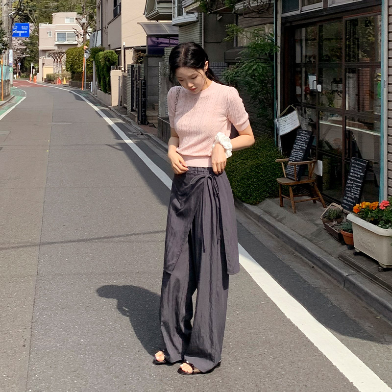 누벤 바스락 랩 레이어드 밴딩 와이드 팬츠 ps5184 - 상세 이미지 5