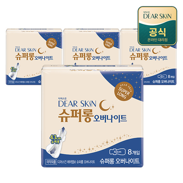 디어스킨 에어엠보 슈퍼롱 오버나이트 8P x 4팩 - 상품 이미지