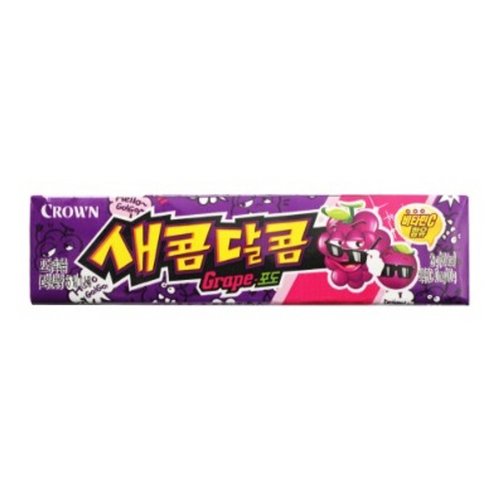 크라운 새콤달콤 포도 29g 후르츠 카라멜 과일맛 종합 과일 업소용 대용량 : 브이온스토어