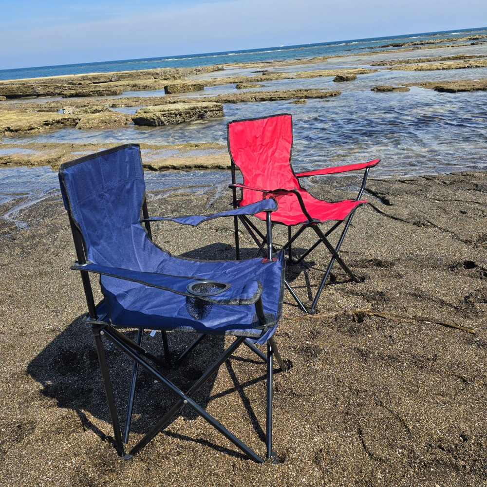 [팔걸이 캠핑의자] 접이식 야외용 컵홀더 포함 레드1개+네이비1개 - 상세 이미지 5