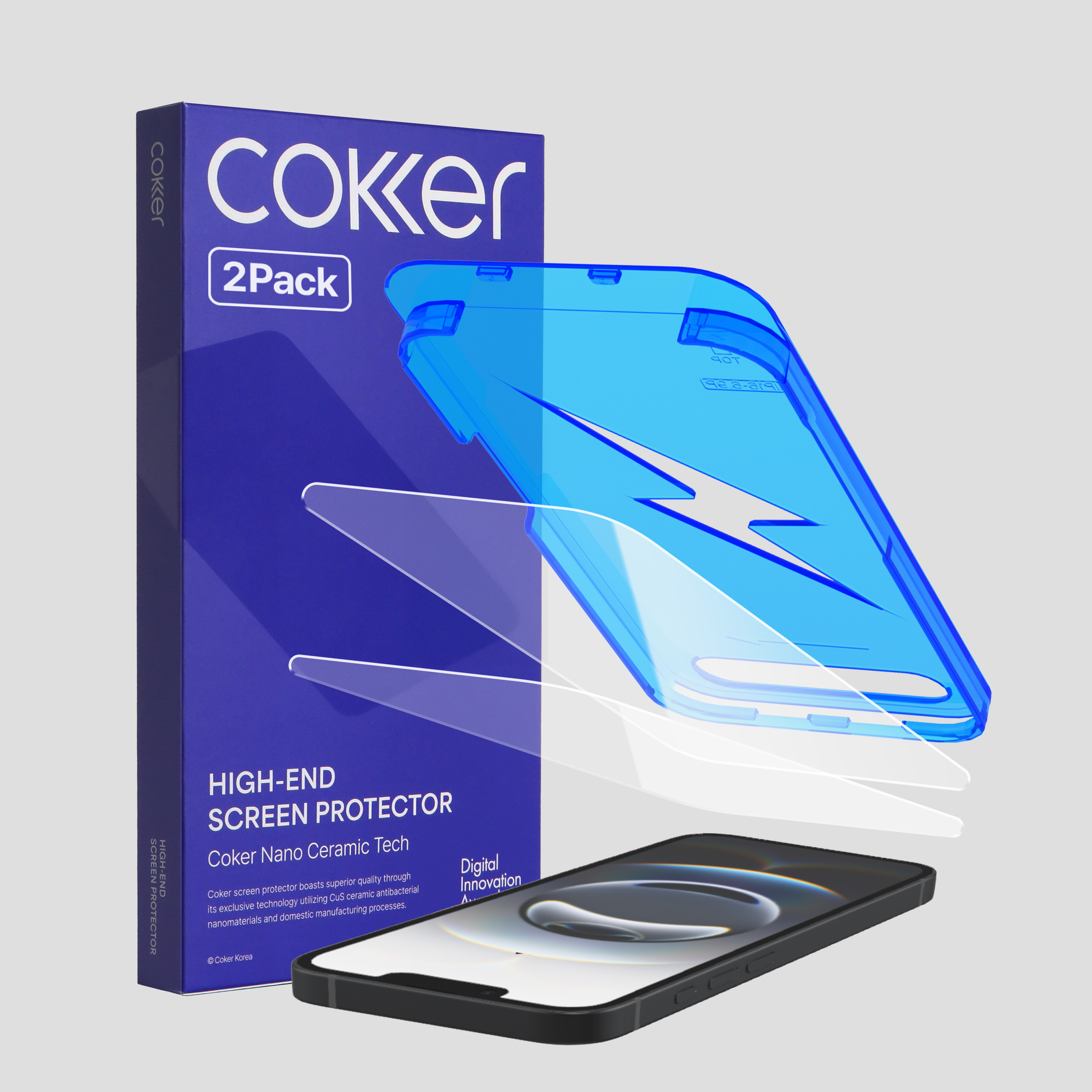 [내일배송] 코커 원터치 강화유리 이지핏 풀커버 액정보호필름 아이폰16e, 2매입