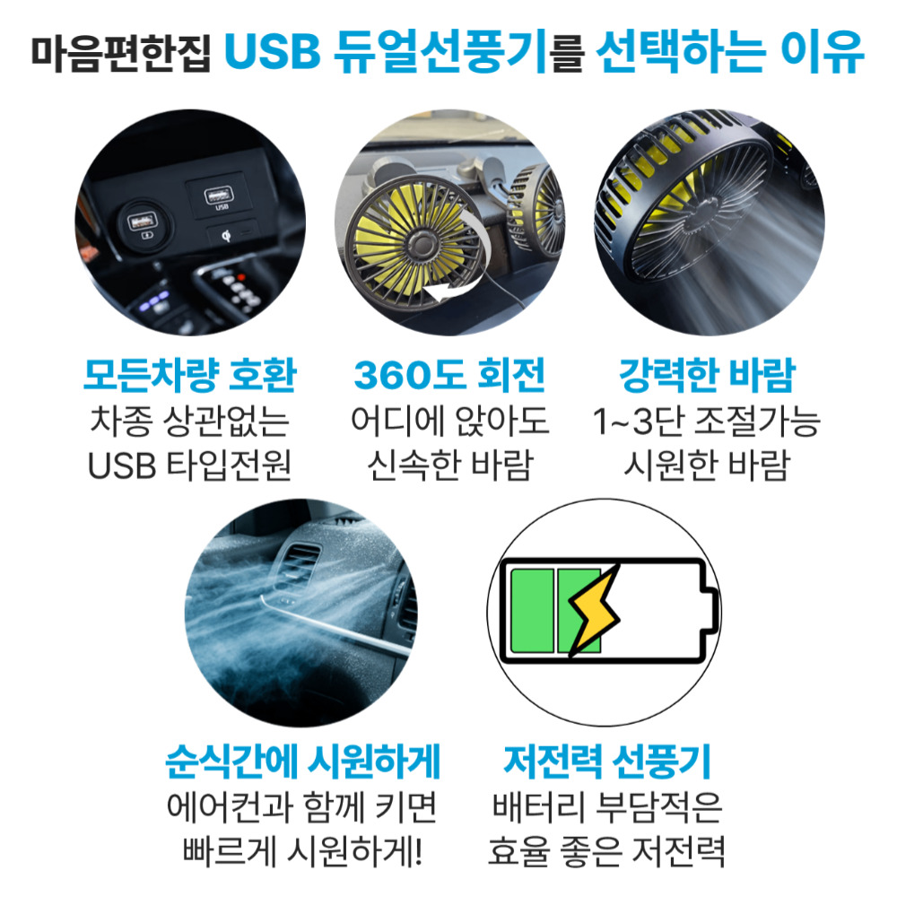 듀얼 뒷좌석 차량용 선풍기 서큘레이터 레이 자동차 선풍기 화물차 카큘레이터 - 상세 이미지 3