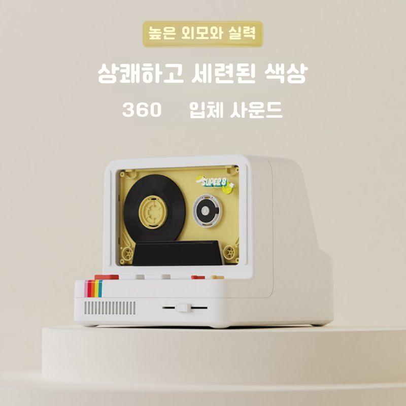 카세트 테이프 블루투스 스피커 레트로 디자인 졸업 생일 선물 휴대용 인테리어 캠핑 무선 포터블 딥 블랙 - 상세 이미지 2