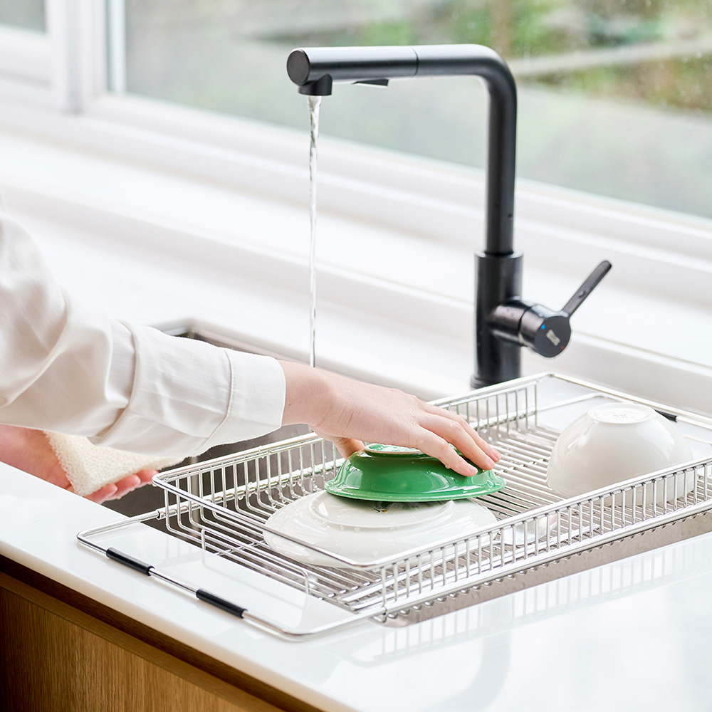 르메이드 올스텐 304 길이조절 슬라이딩 식기건조대 1단 그릇 정리대 설거지 싱크대주방정리