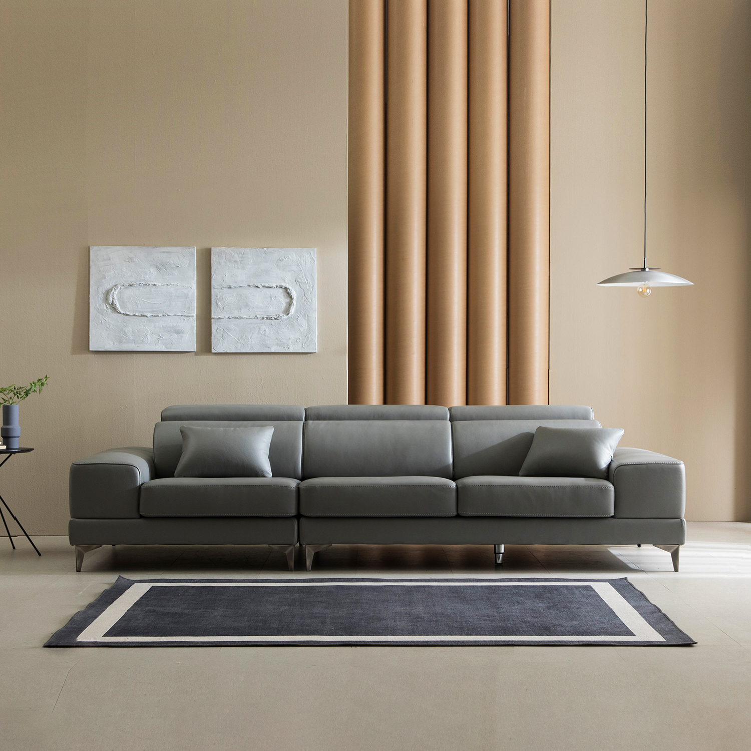 헤르짐머 발트 4인 모듈 이태리 천연면피 가죽 소파