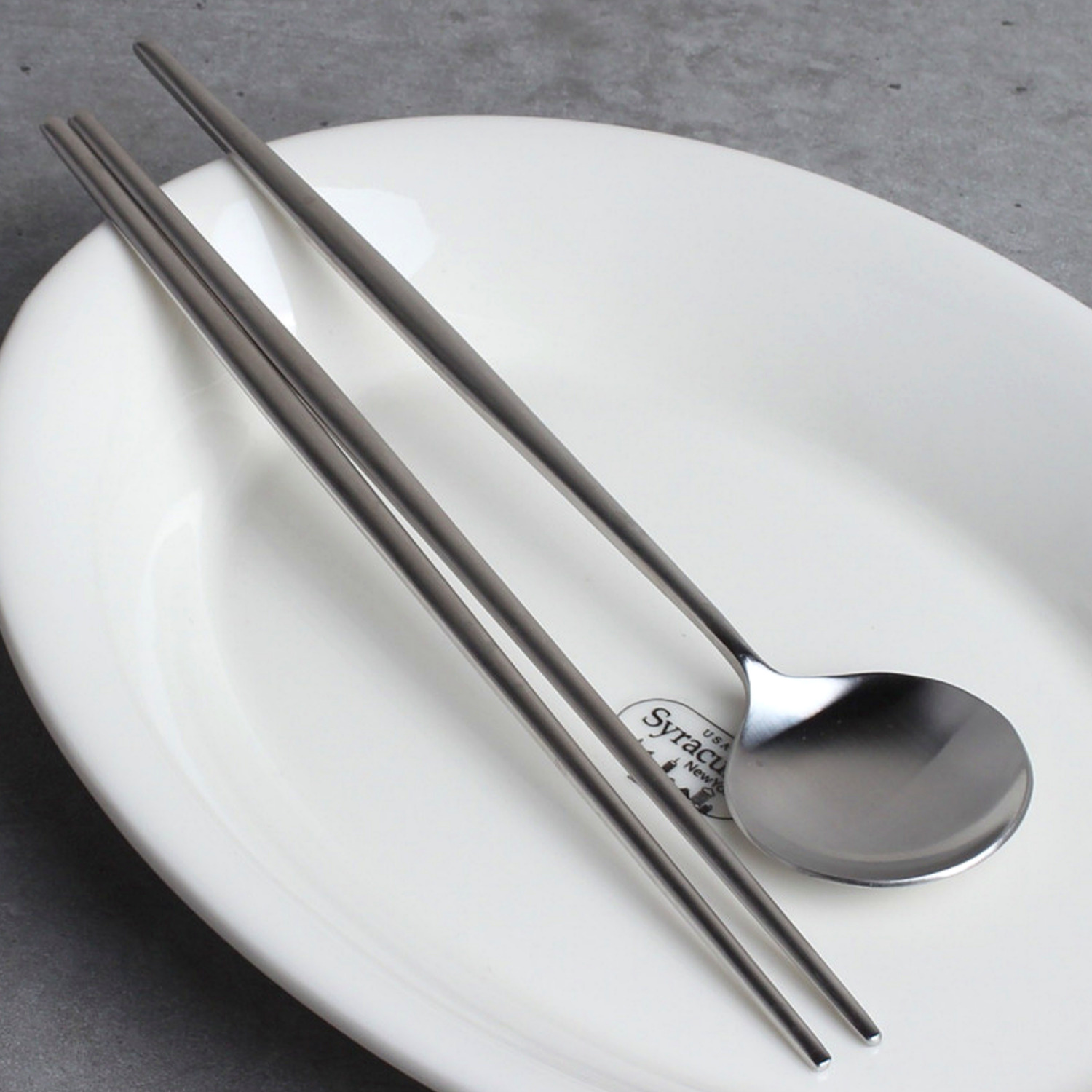 [1+1] 헬리오 국산스텐304 달수저 한식수저세트 무광실버 유광실버