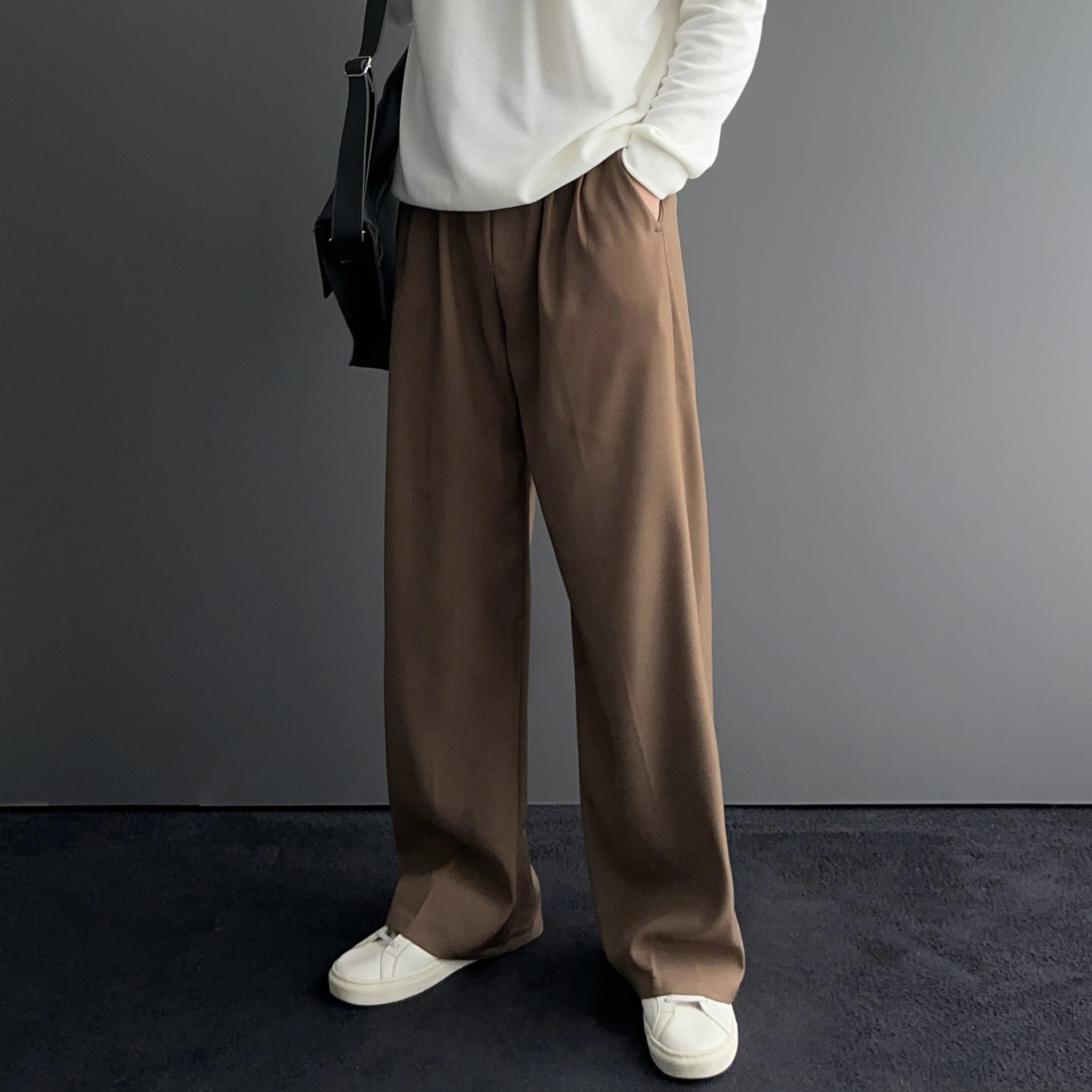 남자와이드슬랙스 남자밴딩슬랙스 여름정장바지 - 상세 이미지 5