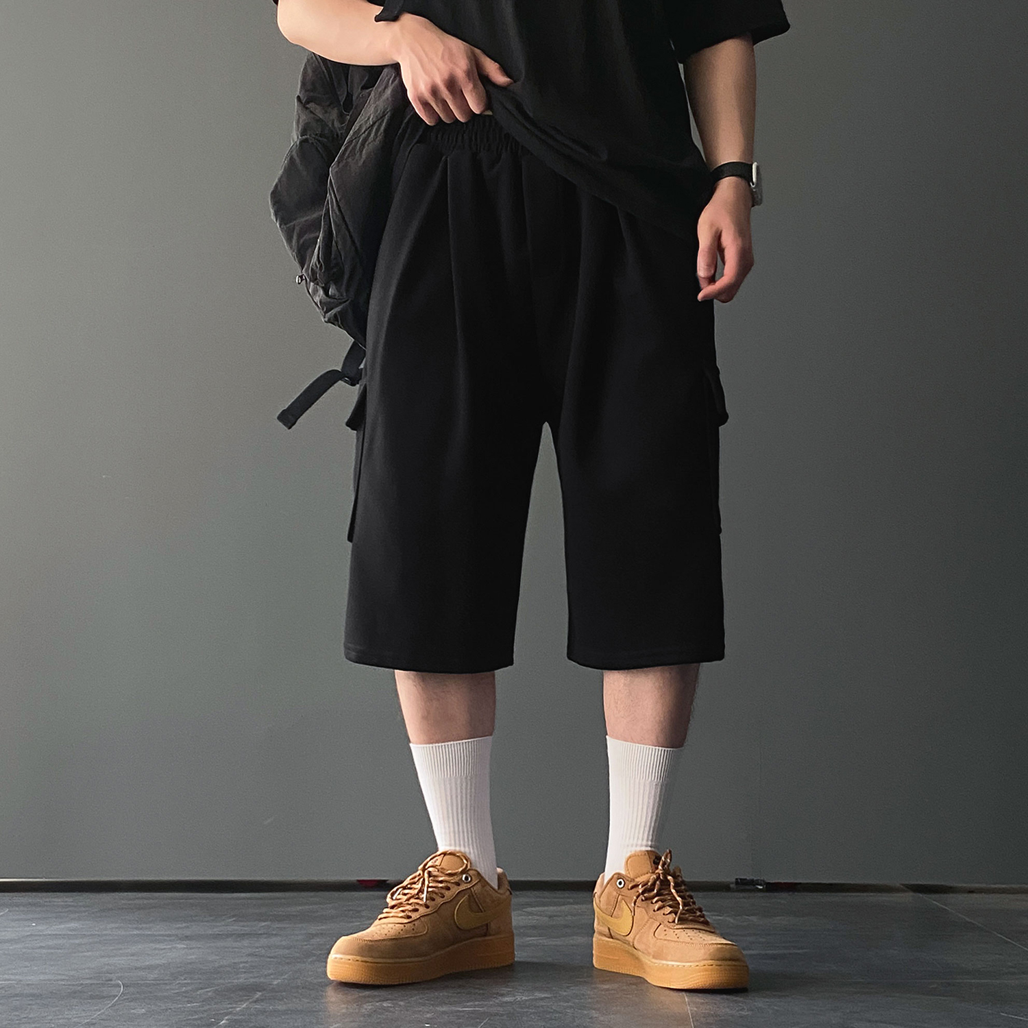 1+1 카고반바지 남자버뮤다팬츠 와이드반바지 회색반바지 - 상세 이미지 2