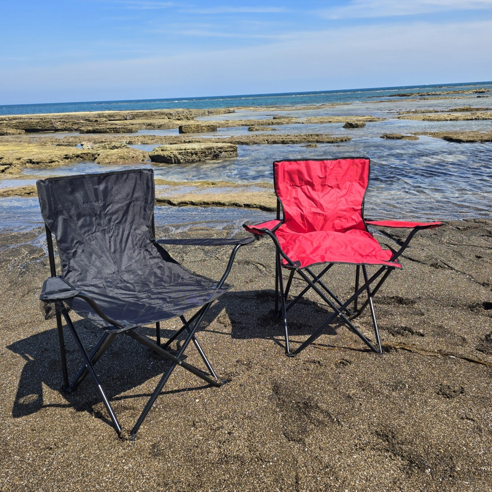 [팔걸이 캠핑의자] 접이식 야외용 컵홀더 포함 레드1개+블랙1개 - 상세 이미지 3