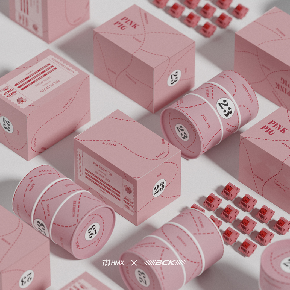 HMX X BCkeys Pink Pig 리니어 기계식 키보드 스위치 5핀 바치리 공장윤활 110개 - 상세 이미지 3