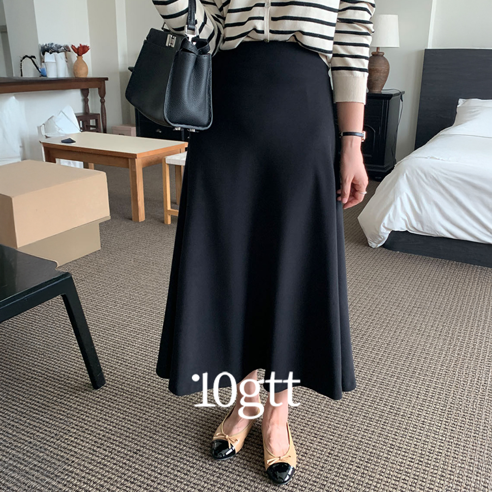 [자체제작] 3083 말랑쫀쫀 밴딩 플레어 a라인 롱 스커트 치마