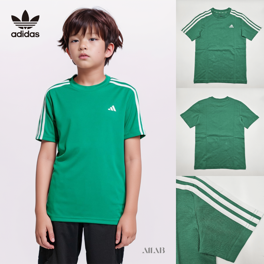 [오늘출발] 아디다스 키즈 반팔티 초등학생 주니어 어린이 공용 여름 면 반팔 티셔츠 에센셜그린, 160
