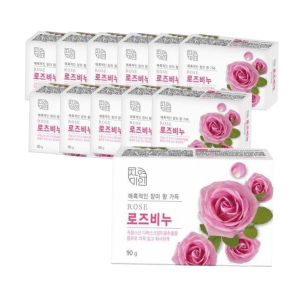 무궁화 자연미인 로즈비누 90g x 12개 : 씨유니