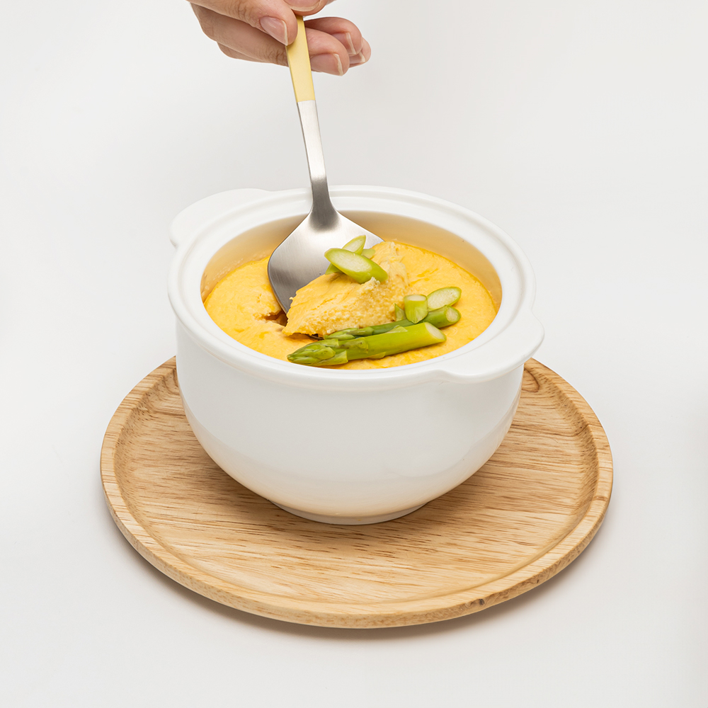 윤도자기 당당 화이트 계란찜기 세트 도자기 계란찜용기 전자레인지 라면용기 - 상세 이미지 3