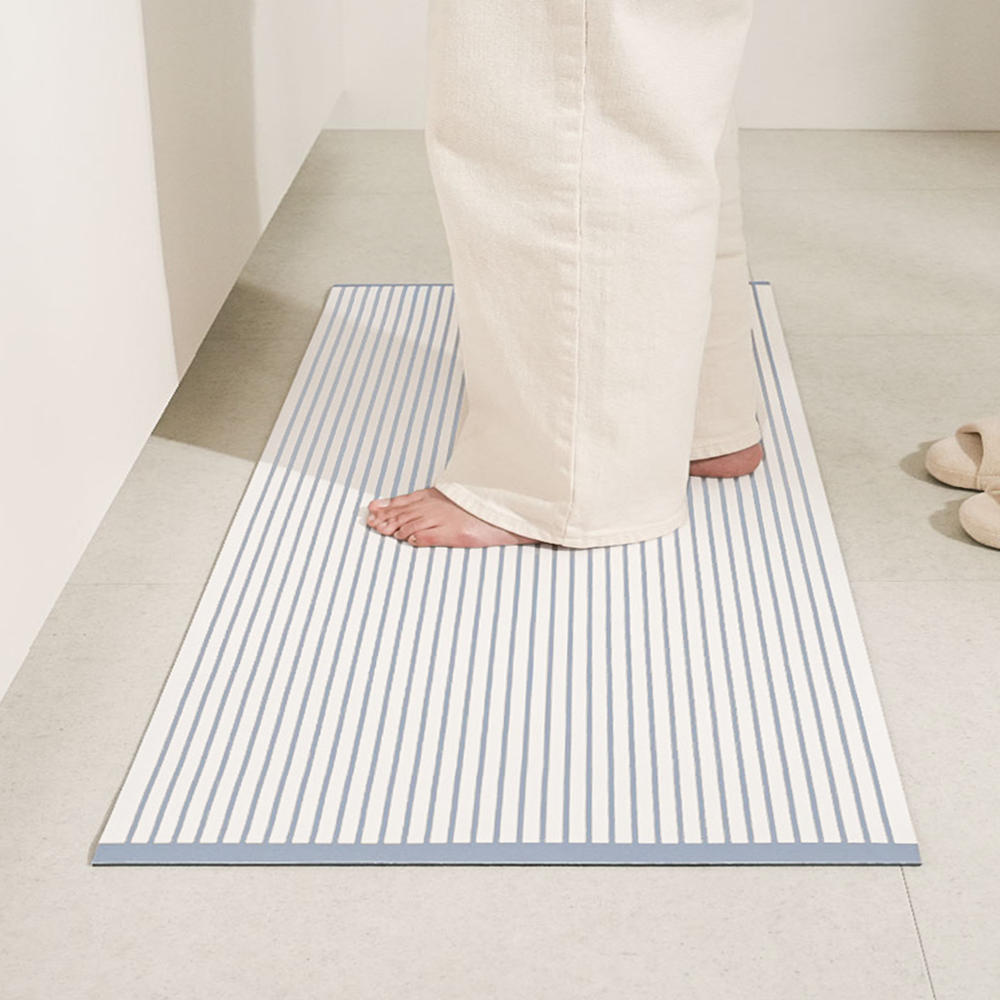 하루의공간 comfy 주방 매트 규조토 발매트 빨아쓰는 욕실 현관 베란다 블루, 45x120cm