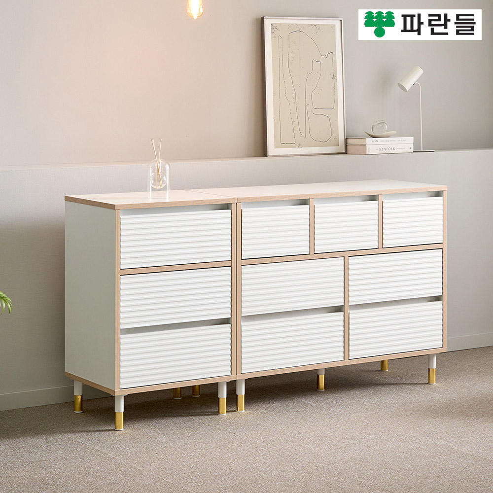 파란들가구 높은다리 템바보드 1500 3단서랍장세트 와이드서랍장 - 상세 이미지 3