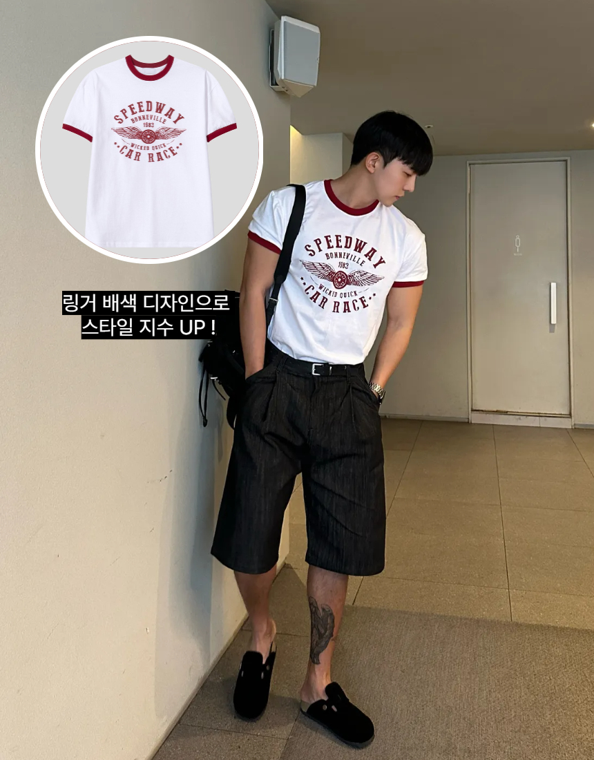 남자링거티 세미머슬핏 머슬핏반팔 - 상세 이미지 4
