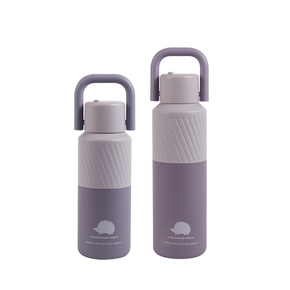 스칸디나비안 포레스트 빅핸드 손잡이 텀블러 빨대포함 600ml, 파스텔퍼플