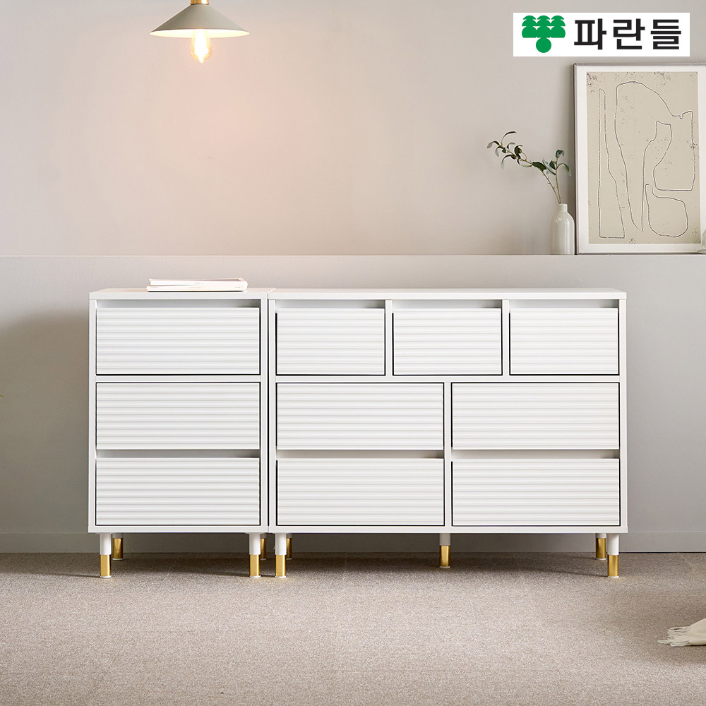 파란들가구 높은다리 템바보드 1500 3단서랍장세트 와이드서랍장 - 상품 이미지