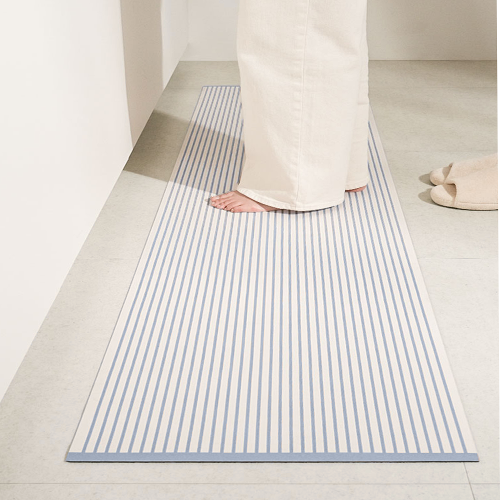 하루의공간 comfy 주방 매트 규조토 발매트 빨아쓰는 욕실 현관 베란다 블루, 45x180cm