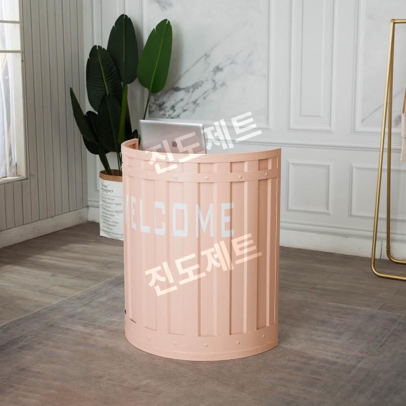 빈티지 카운터 데스크 철제 인포 미용실 계산대 매장 연한 초록색 80x40x95cm - 상세 이미지 2