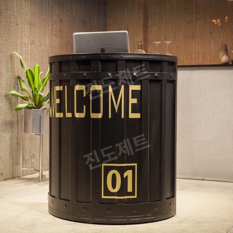 빈티지 카운터 데스크 철제 인포 미용실 계산대 매장 연한 초록색 80x40x95cm - 상세 이미지 4