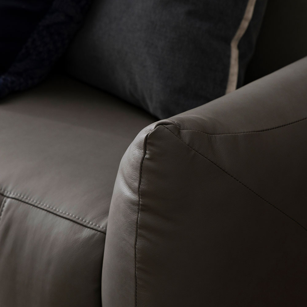 헤르짐머 모덱스 천연 가죽 3좌석 전동 리클라이너 소파 스툴미포함, 그레이, 4인용