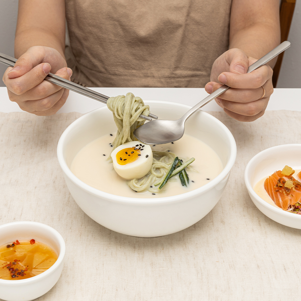 윤도자기 당당 화이트 면기 2P 도자기 덮밥그릇 라면기 우동기 국수그릇 - 상품 이미지