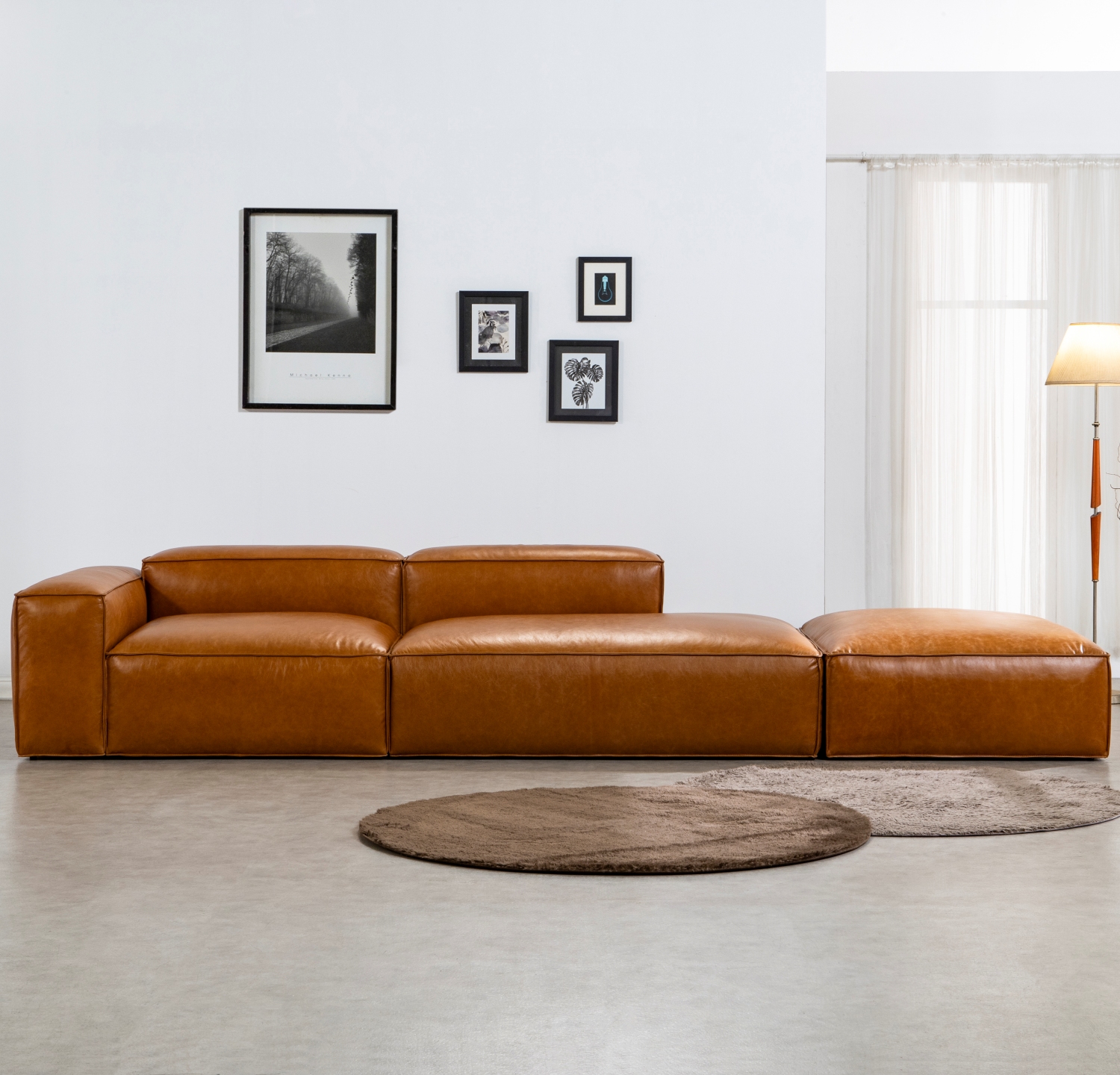 수아브 SE 04 모던 천연 면피 가죽 소파 구스 통가죽 소파