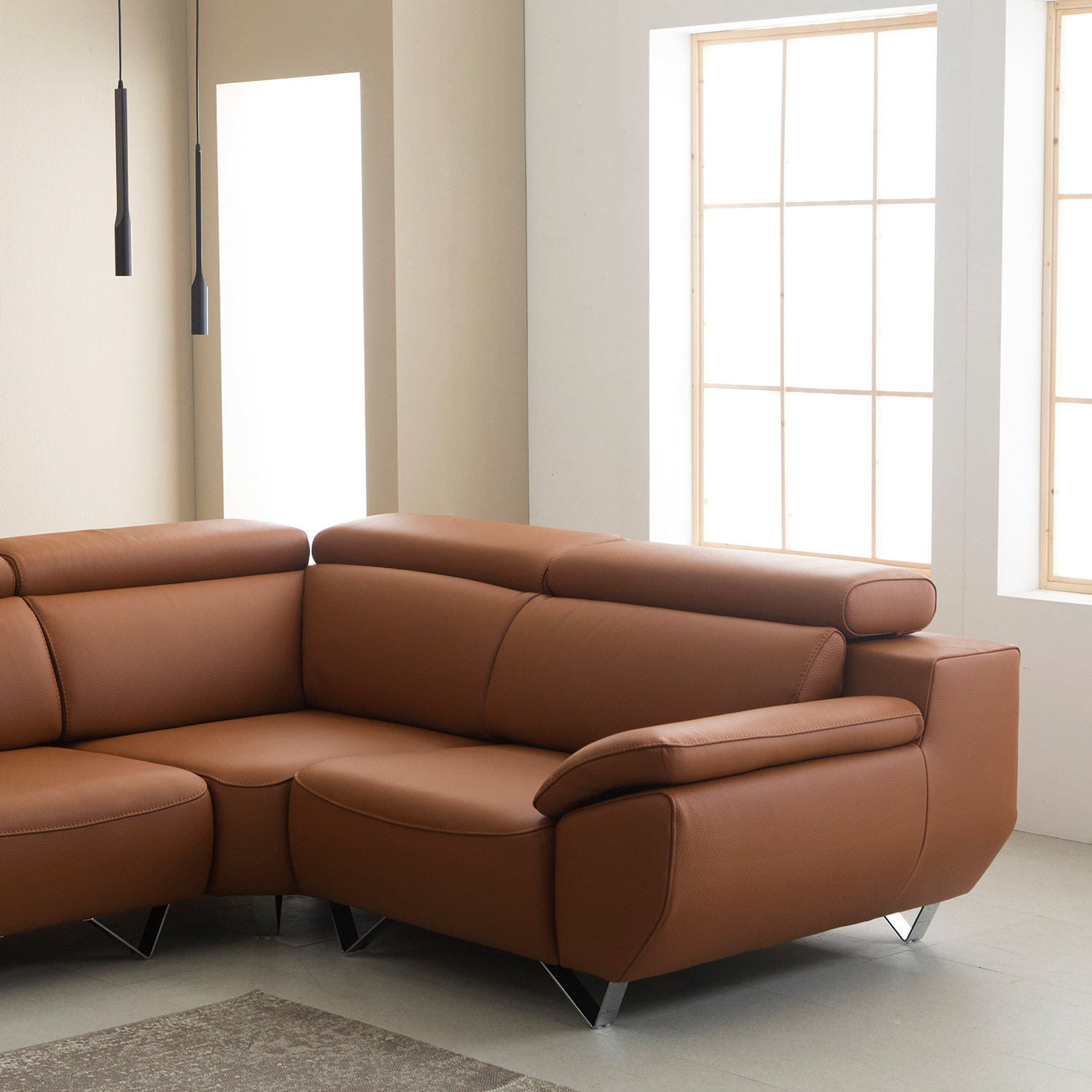 헤르짐머 마네르 4인 코너형 이태리 천연 통가죽 소파