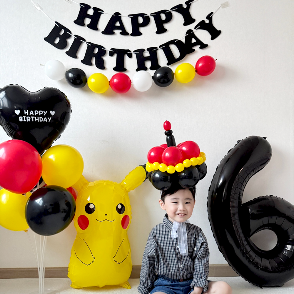 8살생일파티 초등학생 6살 5살 4살 포켓몬생일풍선 피카츄풍선 세트 레터링