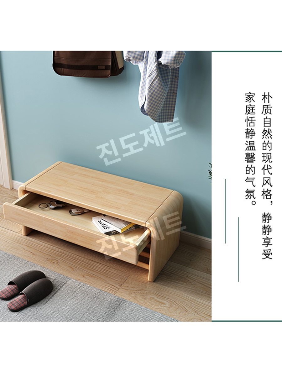 원목 벤치신발장 서랍장 정리대 선반 수납 의자 60CM 호두나무 - 상세 이미지 2