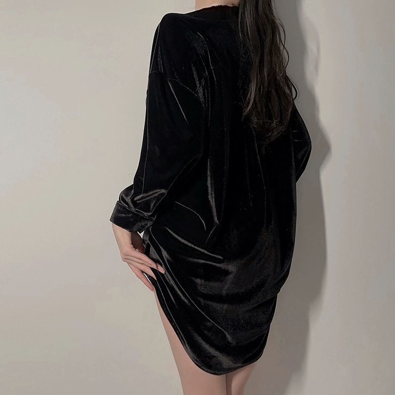 벨벳 셔츠 남방 오버핏 루즈핏 캐주얼 - 상세 이미지 5