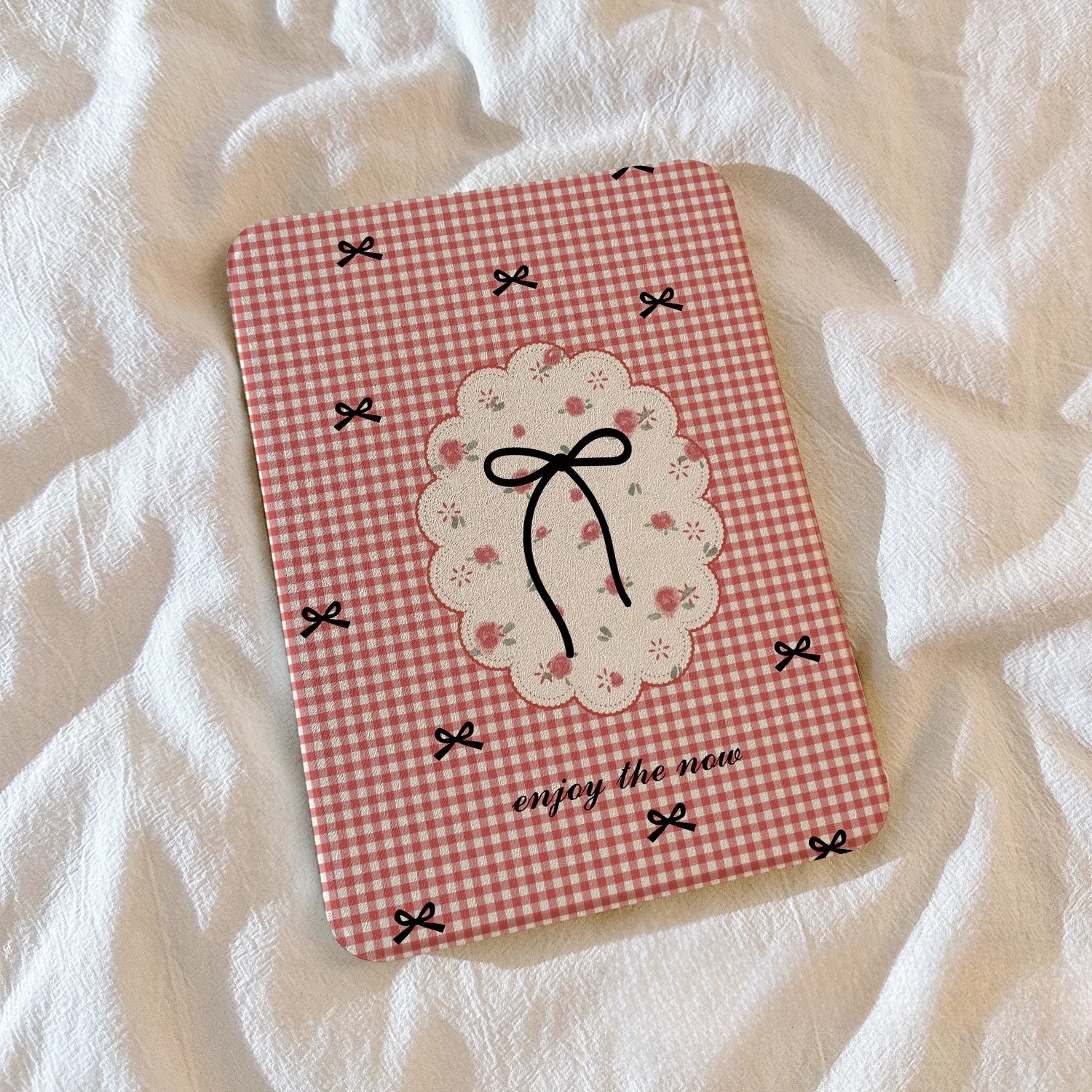 레드 체크 플라워 태블릿 케이스 🌸 iPad 10/Air6/5 360° 회전형 - 상세 이미지 3