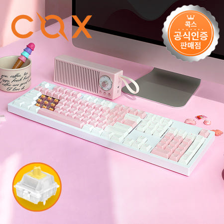 콕스 CSK105 VIA 유무선 기계식 키보드 핑크, 페블축, 45g