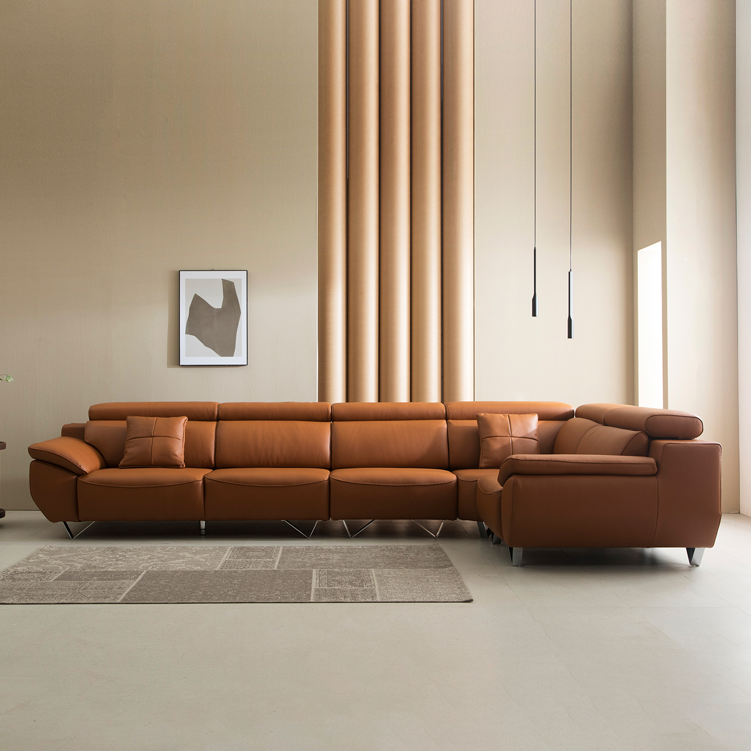 헤르짐머 마네르 6인 코너형 이태리 천연 통가죽 소파