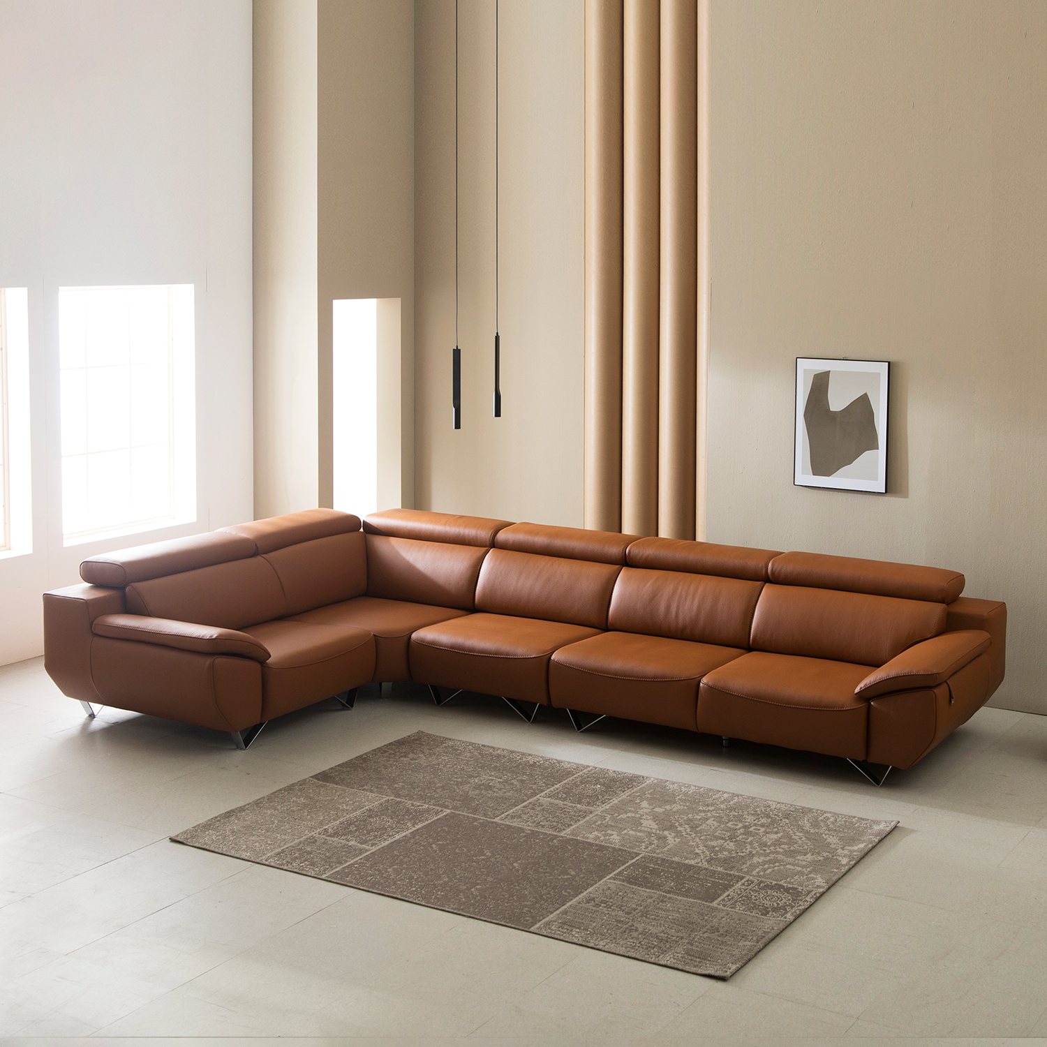 헤르짐머 마네르 6인 코너형 이태리 천연 통가죽 소파