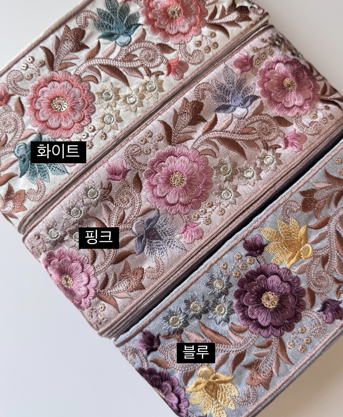 85mm 루디아 가방 부자재 플라워 자수리본 J00000119 - 상세 이미지 5