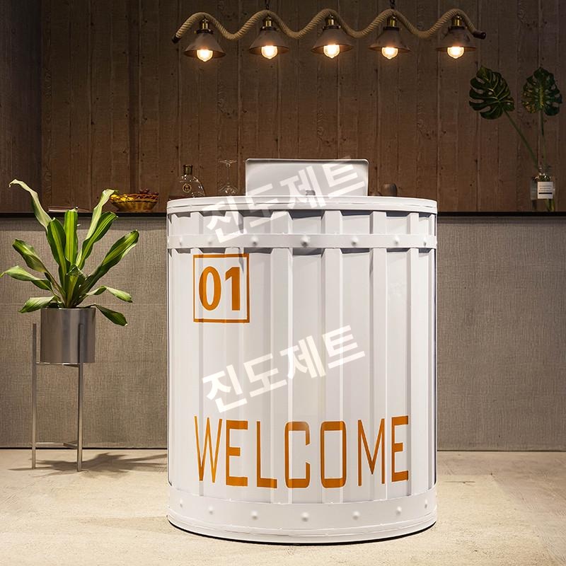 빈티지 카운터 데스크 철제 인포 미용실 계산대 매장 연한 초록색 80x40x95cm - 상품 이미지