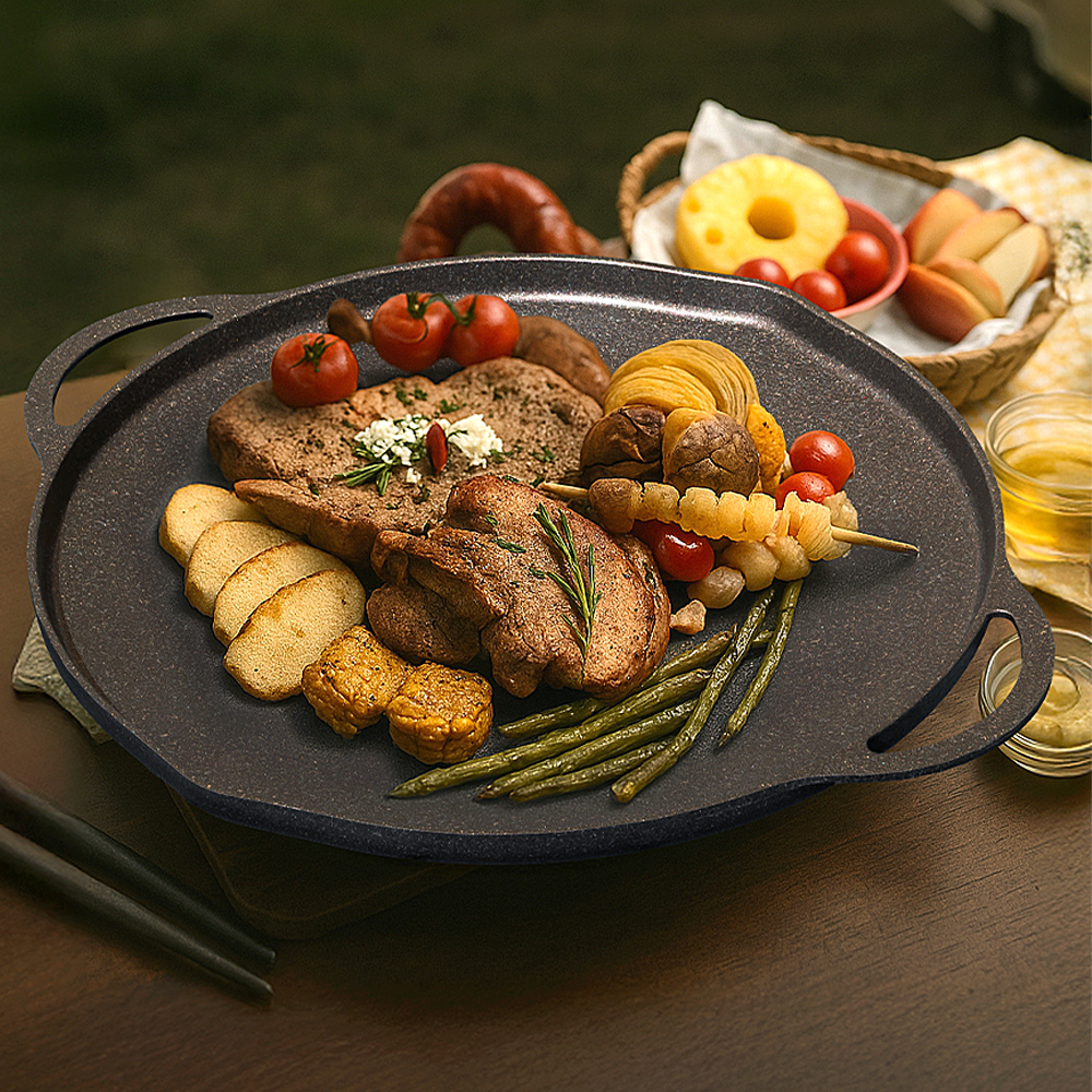 레토 국산 캠핑 그리들 40cm 인덕션 푸어링림 전골 불소마블코팅 바베큐그릴 LCP-GC03