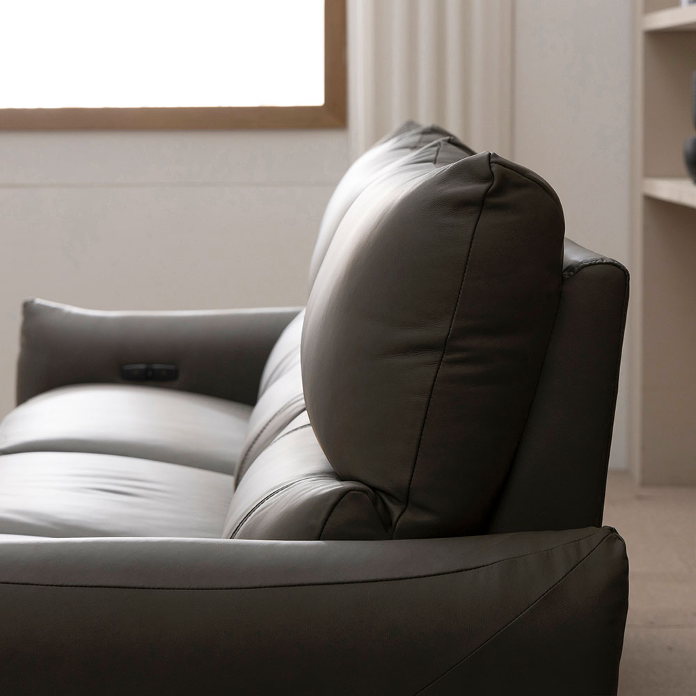 헤르짐머 모덱스 천연 가죽 3좌석 전동 리클라이너 소파 스툴미포함, 그레이, 4인용