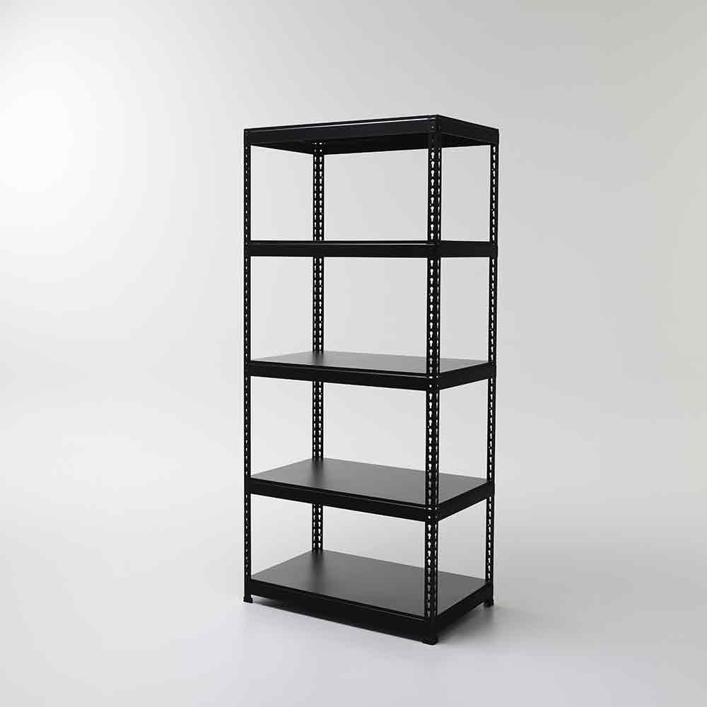 폴던스랙 올스틸 홈 카페 거실 수납 선반 인테리어 선반장 1000x300x1800mm, 5단, 블랙