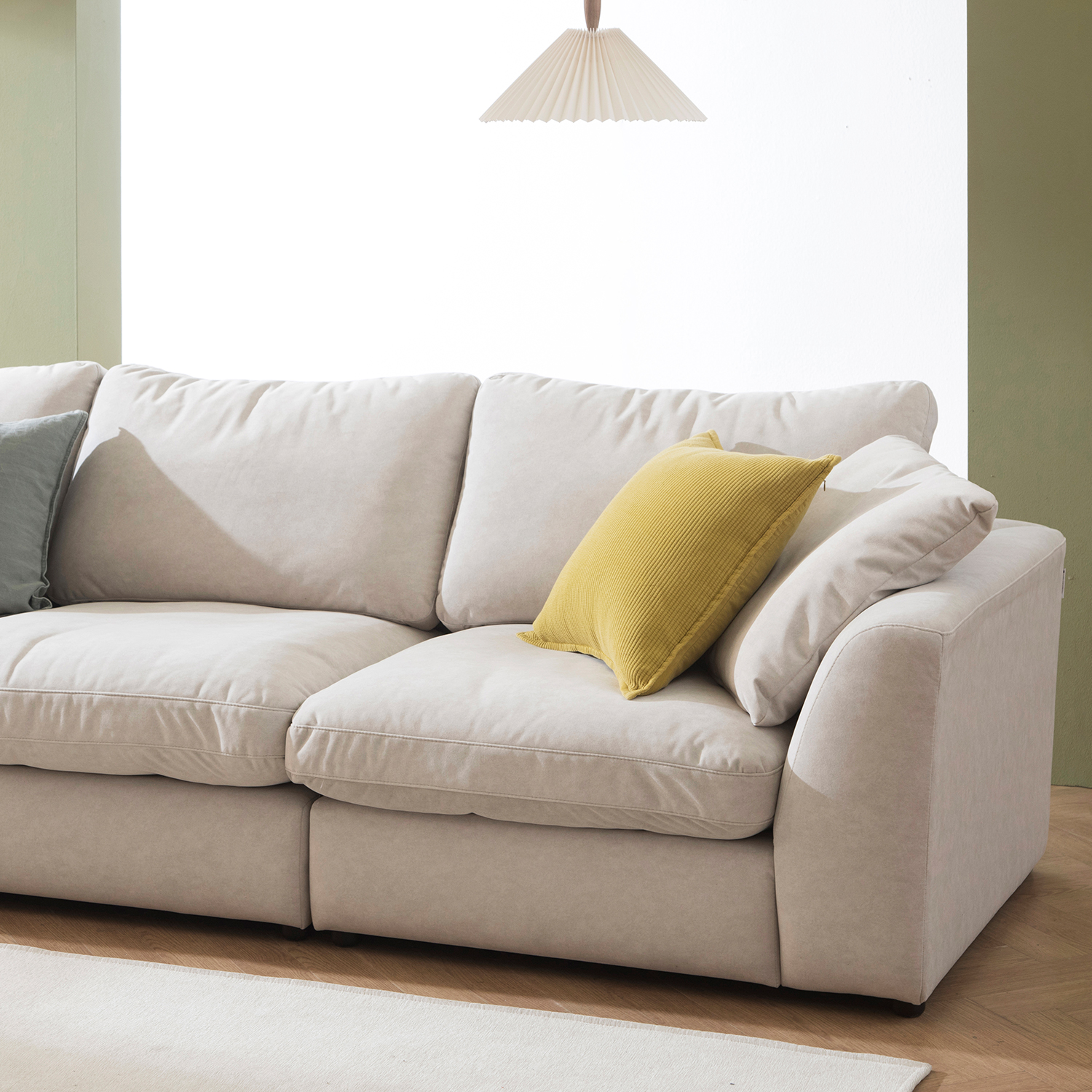 헤르짐머 몰른 모듈 기능성 패브릭 소파 스툴포함, 아이보리, 3인용